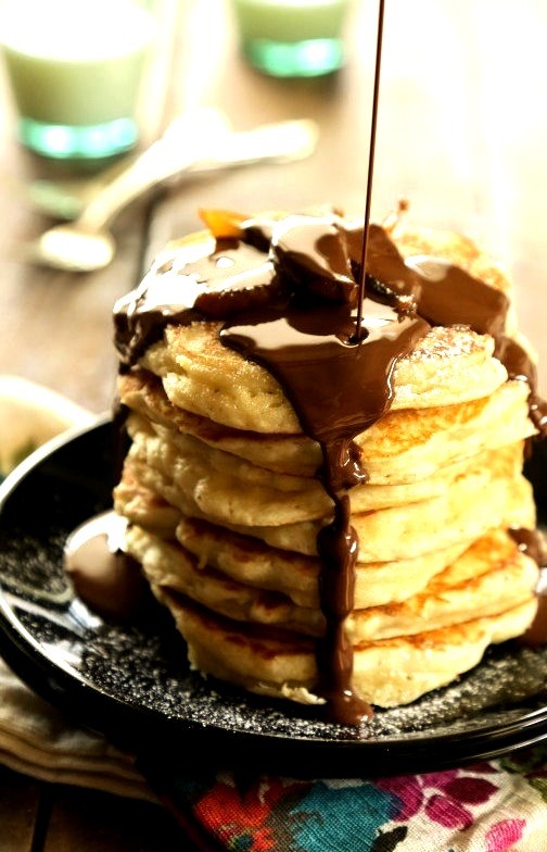 Buttermilk Pancakes w/Chocolate Truffle Syrup Climbing Grier Mountain