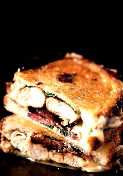 Chicken Bacon Spinach Grilled Cheese