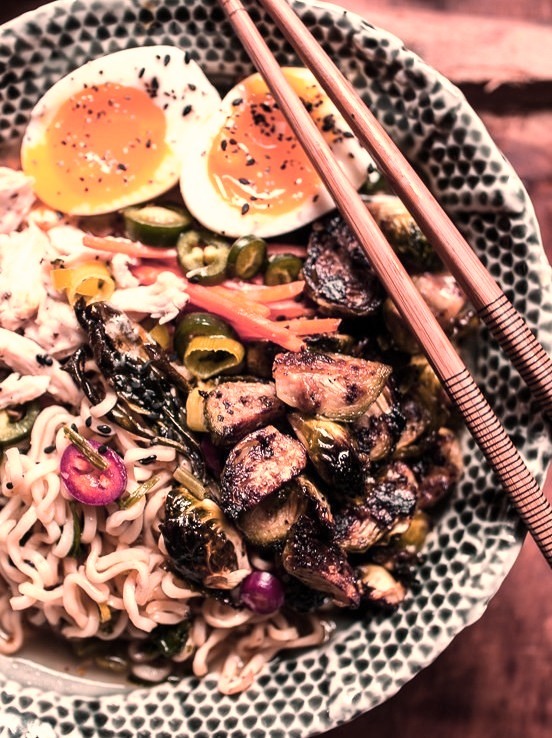 30-Minute Chicken Ramen With Miso Brussels Sprouts and Ginger Butter Half Baked Harvest